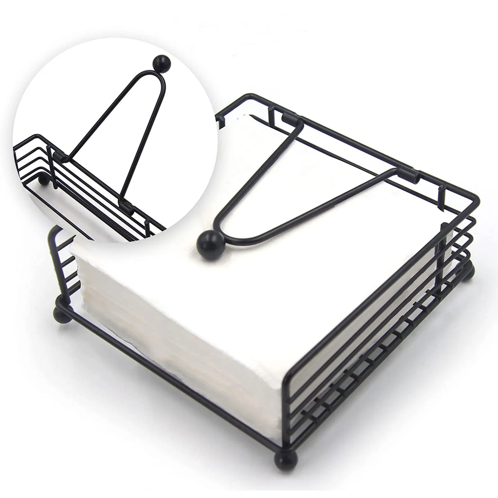 حامل مناديل مسطح محمول حامل مناديل المطبخ المعدنية مع موزع مناديل ورقية بذراع التوتر المرجح لتناول الطعام في المنزل في الهواء الطلق