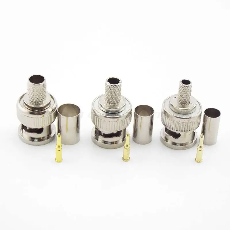 5 Stuks Bnc Vrouwelijke Koppeling Connector Rg58/Rg59/Rg6 Bnc Mannelijke Crimp Type Connector Adapter Plug Voor Cctv Audio
