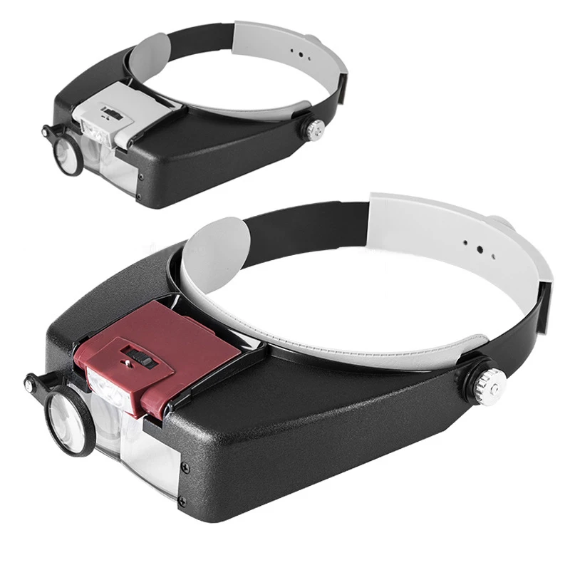 

10X Headband Glasses Magnifier Adjustable Size LED Magnifier Loupe Glasses For Reading Optivisor Magnifier Illuminated