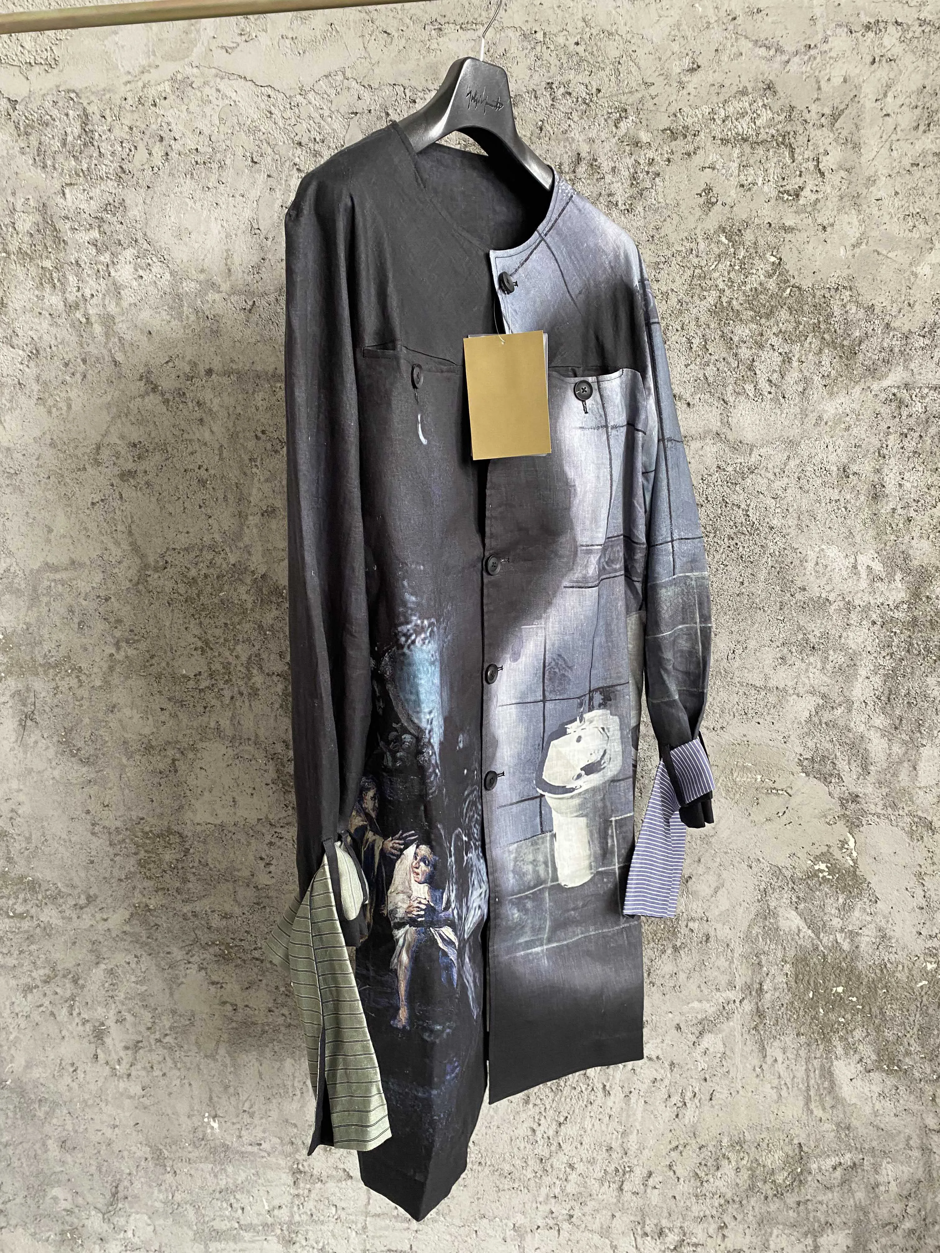 Original design, linen design sense, printed Buddha statue, Indian casual shirt, Chinese style