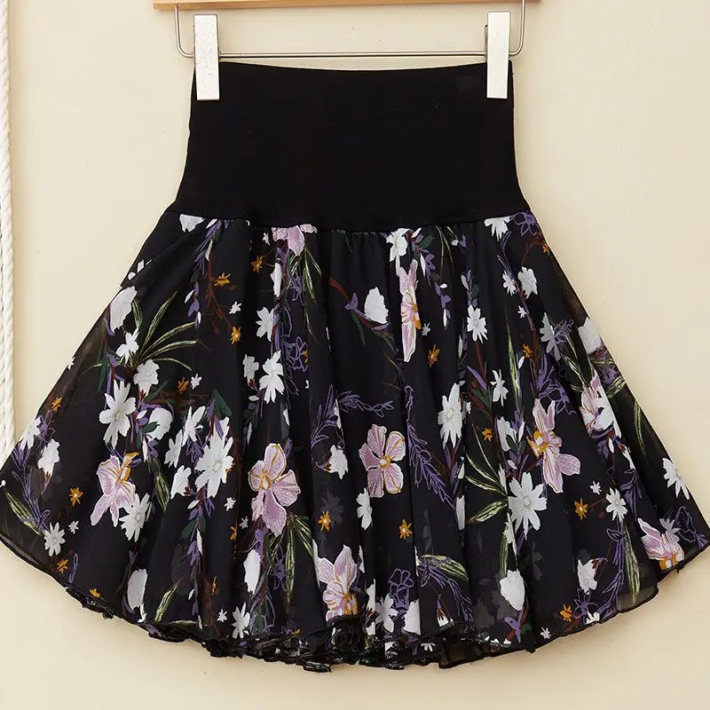 

High Waist Polka Dot Chiffon ort Skirt Women's Puffy A-Line Skirt Anti-Light Summer plus Size f Skirt Commute Sle