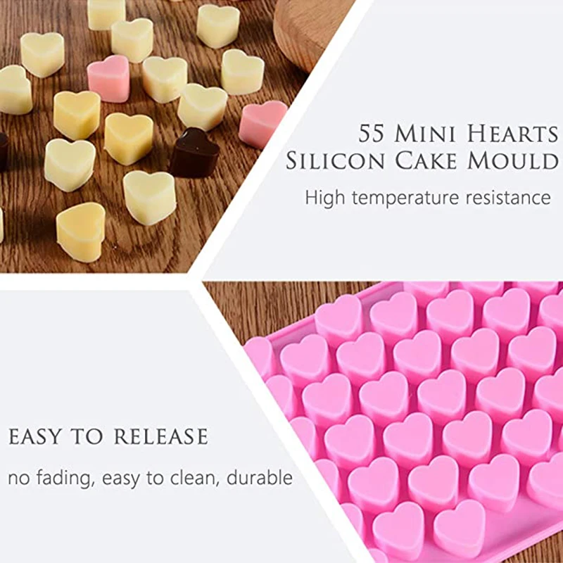 Mini Heart Gummy Mold Chocoalte Candy Ice Cube Wax Melt Silicone Mould Coeur Moule Molde Corazon Silicona Moldes De Kitchen Cake