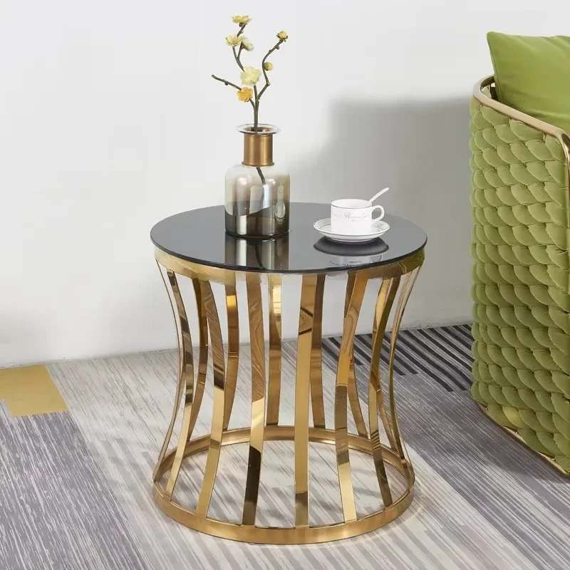 Modern Luxury Marble Round Side Table Movable Small Coffee Table for Bedroom Corner Living Room Hotel Apartment Sofa End