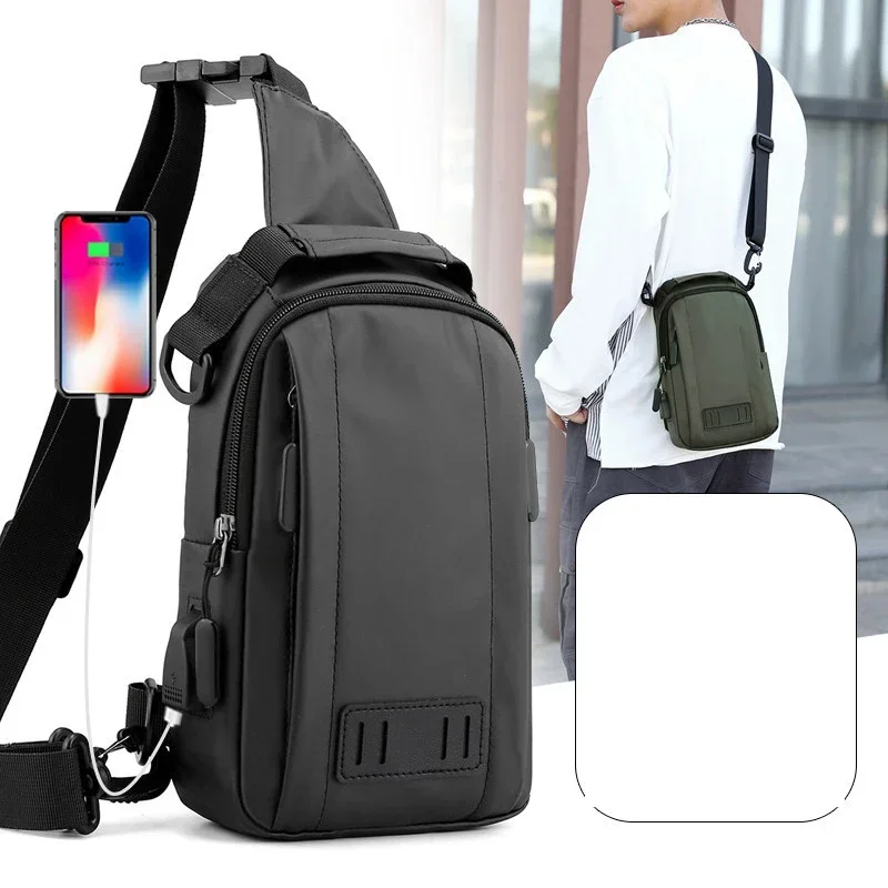 

Nylon Men Backpack Rucksack Chest Bags with USB Charging Male Cross Body Sling Messenger Chest Bag Knapsack Daypack New