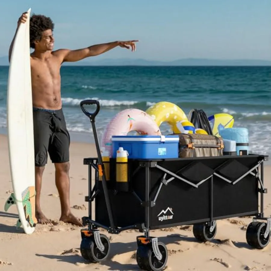 Carro plegable extra grande de 300 L con capacidad de carga de 440 libras Diseño resistente extendido de 48 pulgadas de largo con un gran todoterreno