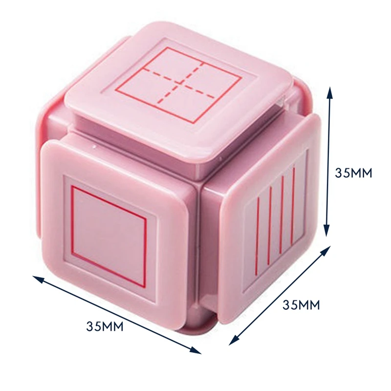 Kids Educational Six-Side Seal Clock Stamp Teaching Aids Toy Learning Recognition Tian Character Grid Stamp