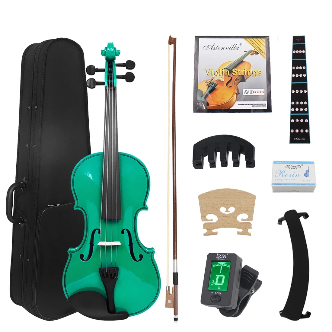 

IRIN V-10 4/4 Colorful Violin Solid Wood Violin Set with Case Accessories Professional Stringed Instruments Violin for Practice