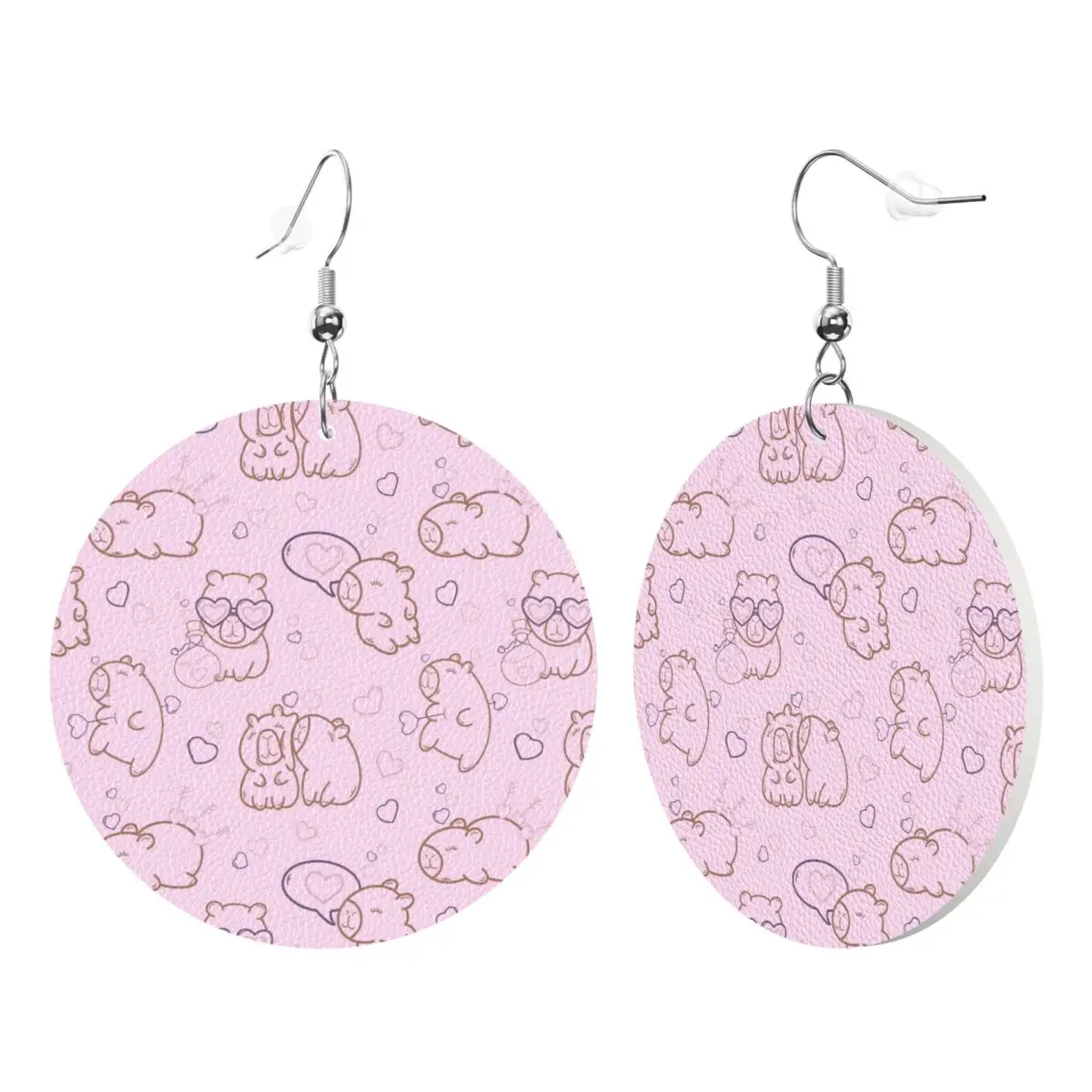 Custom Funny Capybara Dangle Drop Earrings Leather Earrings for Women Fashion For Party