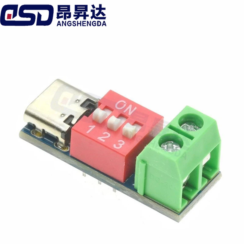 1pcs Type-C PD QC Trigger 5V~20V Dial Code Adjustment DC Voltage Power Module Dial Adjustment Voltage Fast Charging Decoy