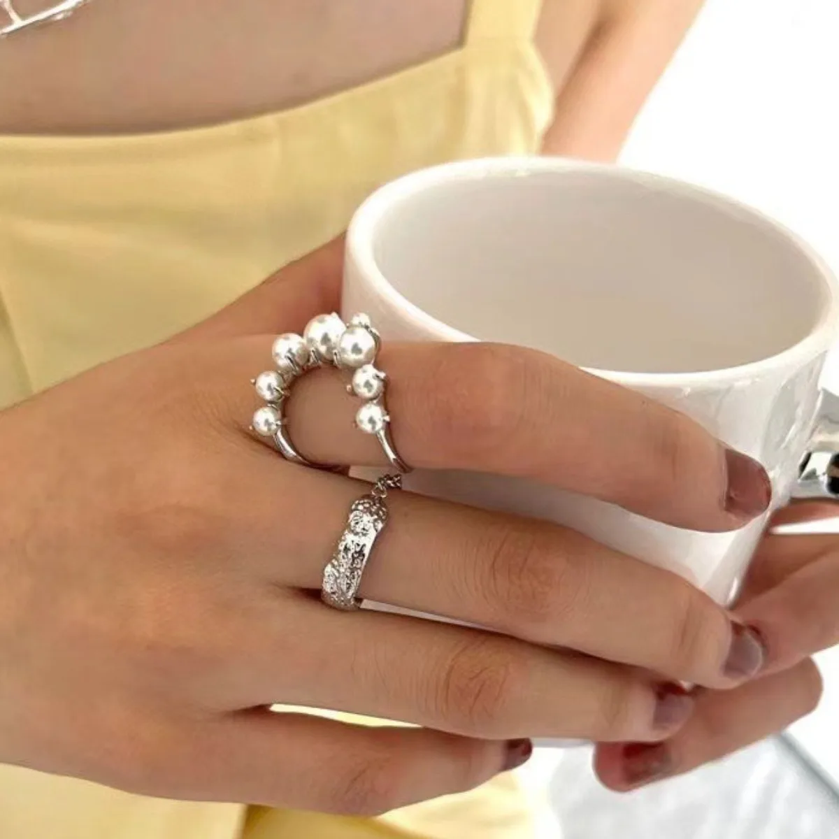 Bague Ajustable pour Femme Couleur Grise
