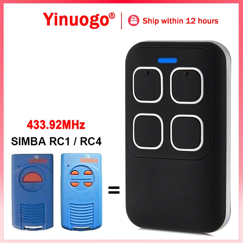 

For SIMBA RC4 RC1 Garage Door Remote Control 433.92MHz Compatible With SIMBA Remote Control Garage Door Opener