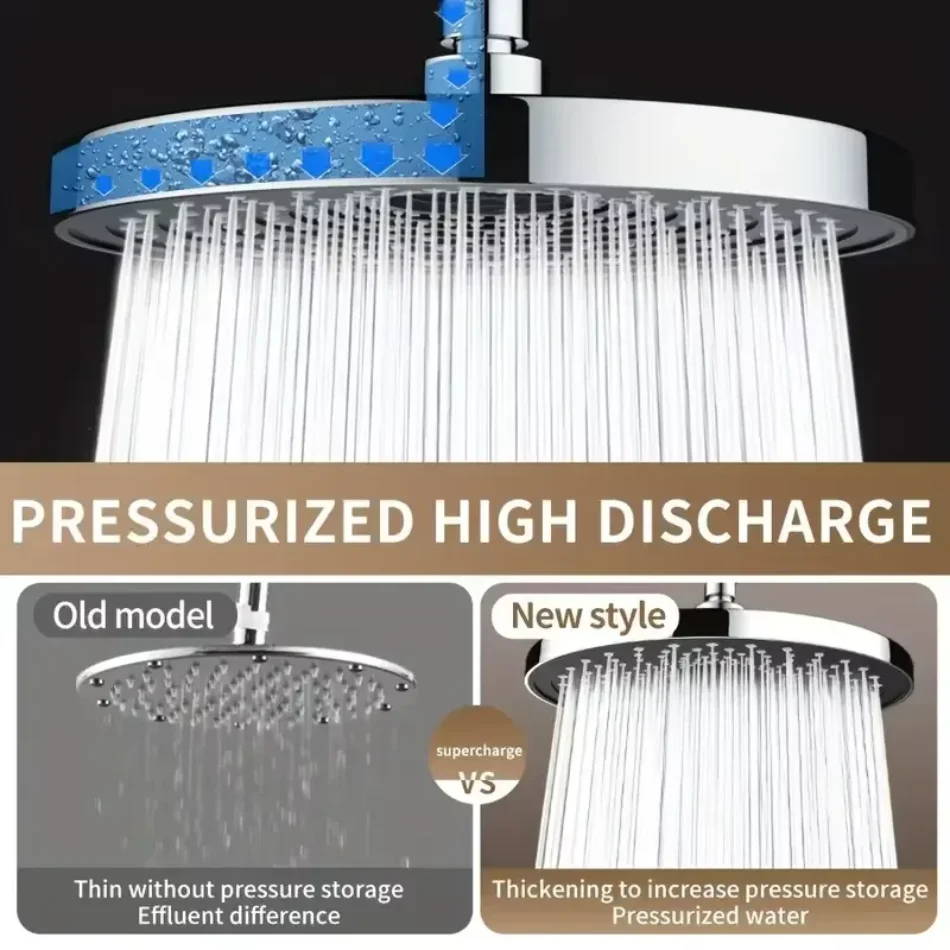 25cm Top Spray Large Water Volume Booster Shower Head Pressurized Single Head Home Bathroom Shower Head view 4