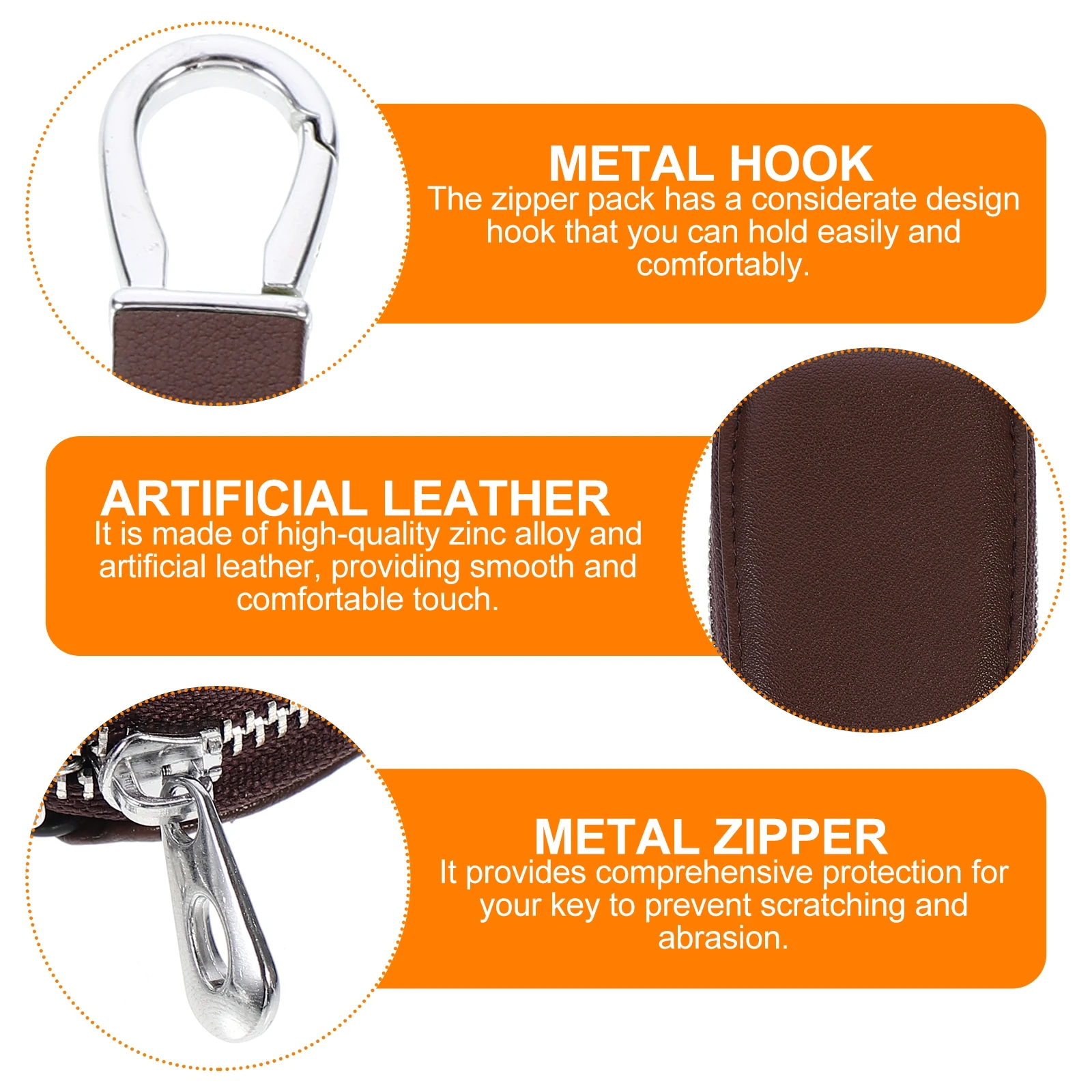 

Zinc Alloy Car Case Artificial Key Bag Smooth Touch Protection Zipper Pack Easy Hold Suitable Car Keys Household Keys
