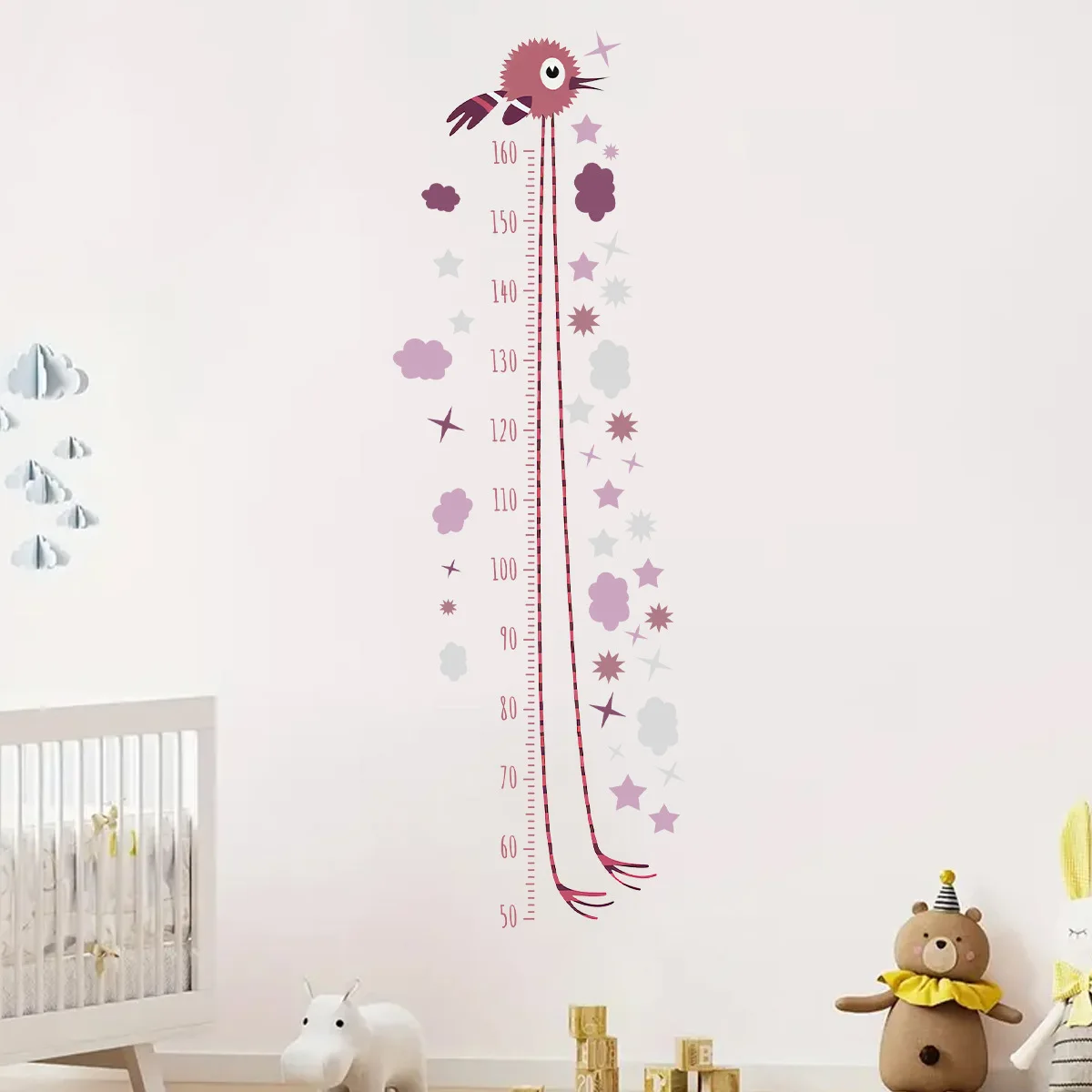 Cartoon Bird Height Measurement Wall Stickers for Kids Room Baby Room Girls Bedroom Height Roller Grow Up Chart Wall Decals