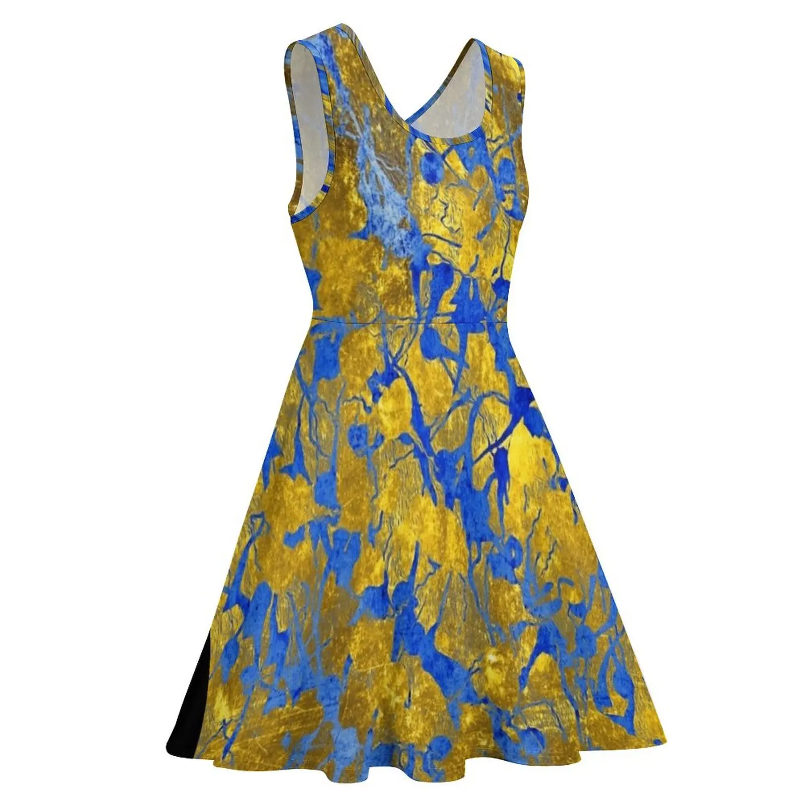 Blue Splash on Gold Sleeveless Dress fairy dress Dress for girls