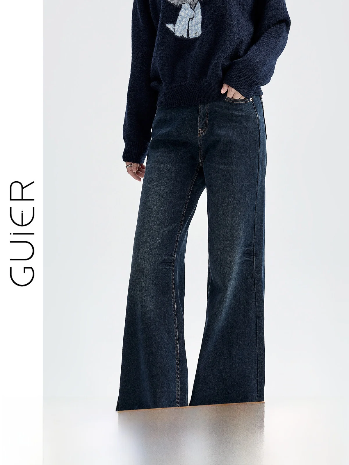 

Джинсы-клеш Guier Fce с подкладкой, женские, осенне-зимние, винтажные, свободные, облегающие, с высокой талией, на молнии...