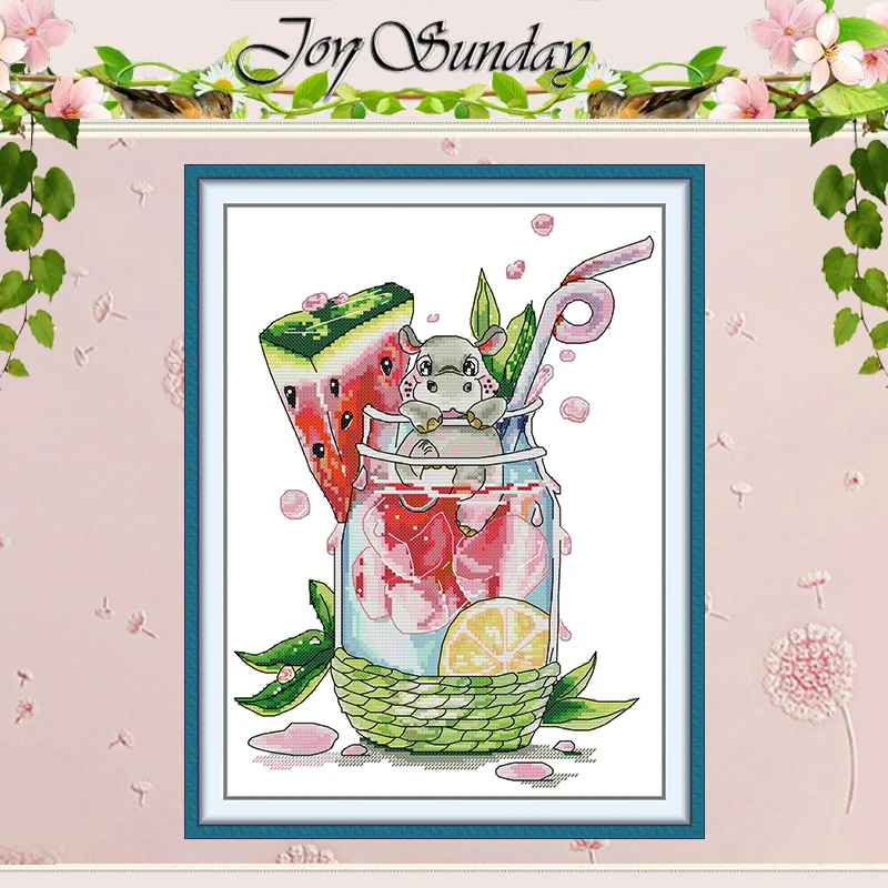 

The Hippopotamus Patterns Counted Cross Stitch Set DIY 11CT 14CT 16CT HD Stamped DMC Cross-stitch Kit Embroidery Needlework