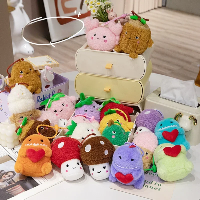 Stuffed Animals Plush Key Chain Confession Monster Creative Cute Doll Fruit Plush Backpack Keychain Brithday Gift for Friend