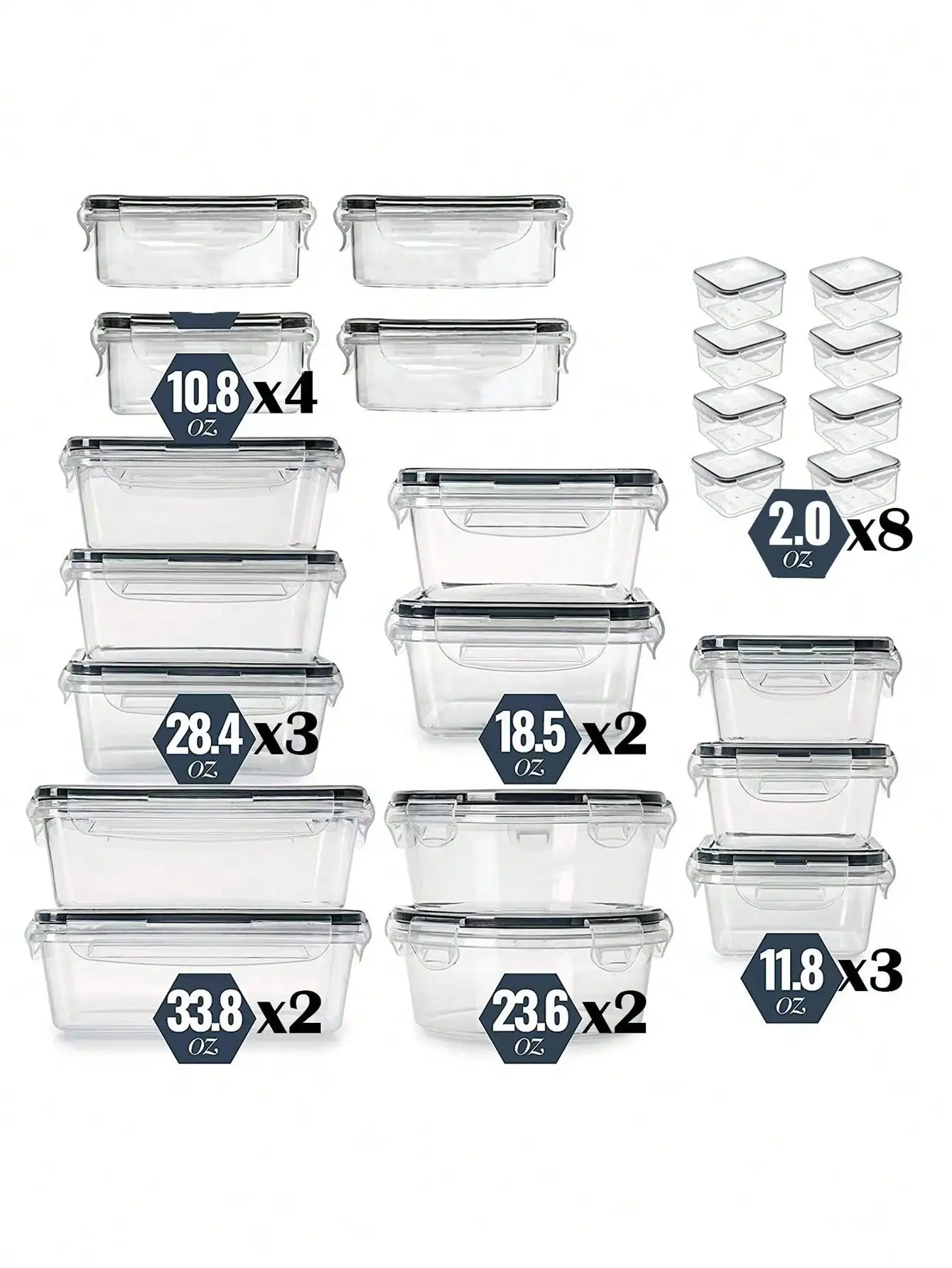 24‑Pcs Airtight Food Storage Container Set, Transparent Leak‑Proof Kitchen Storage Boxes with Sealed Lids, for Fruits, Vegetables & Snacks, Kitchen Supplies, Christmas & School Gift