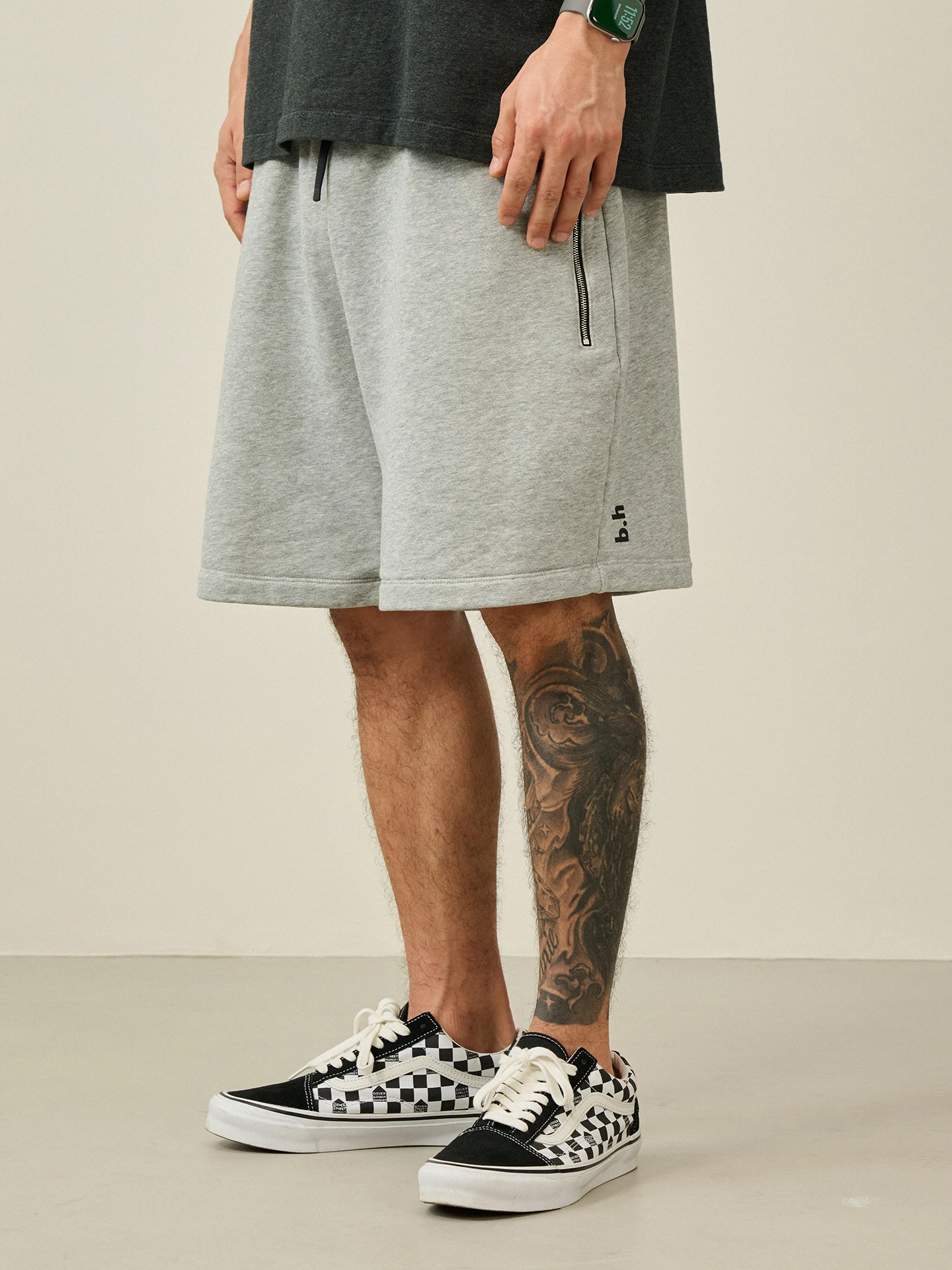 Broshood Bhood Japanese Style Loose Minimalist Printed Logo Retro Bamboo Fiber Sweatshirt Straight Leg Shorts Men's Fashion