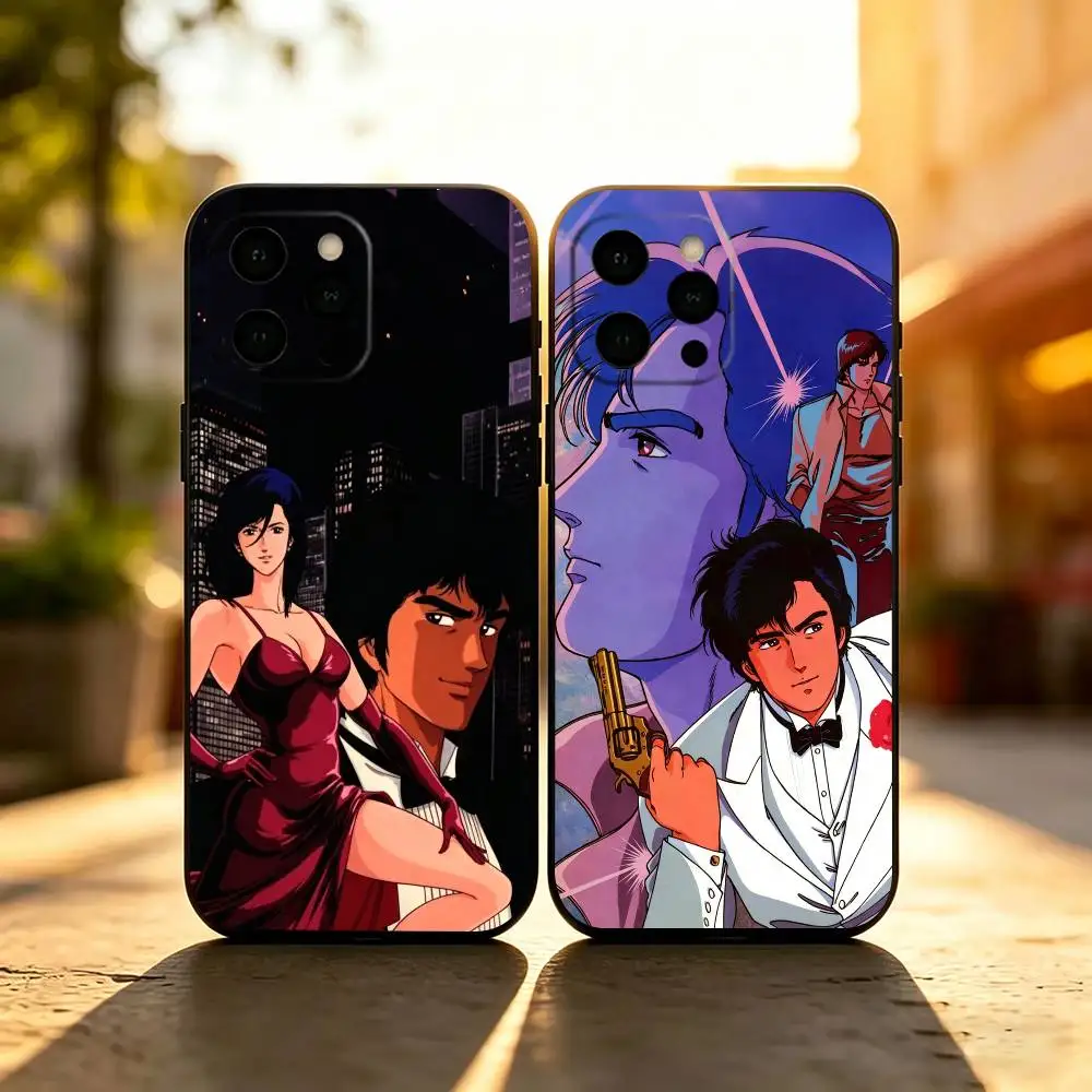 

Urban Anime C-City H-Hunter Phone Case Soft Silicone black For IPhone 17 16 15 14 13 12 11 X XR Plus Pro Max Plus