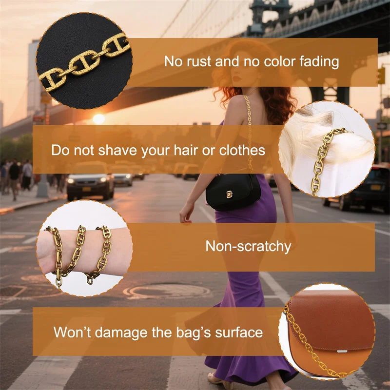 سلسلة محفظة ذهبية من هولين 66 سم ذات نوعية جيدة معدنية ليس من السهل أن تتلاشى حقيبة سلسلة الأشرطة للنساء حقيبة الفتيات
