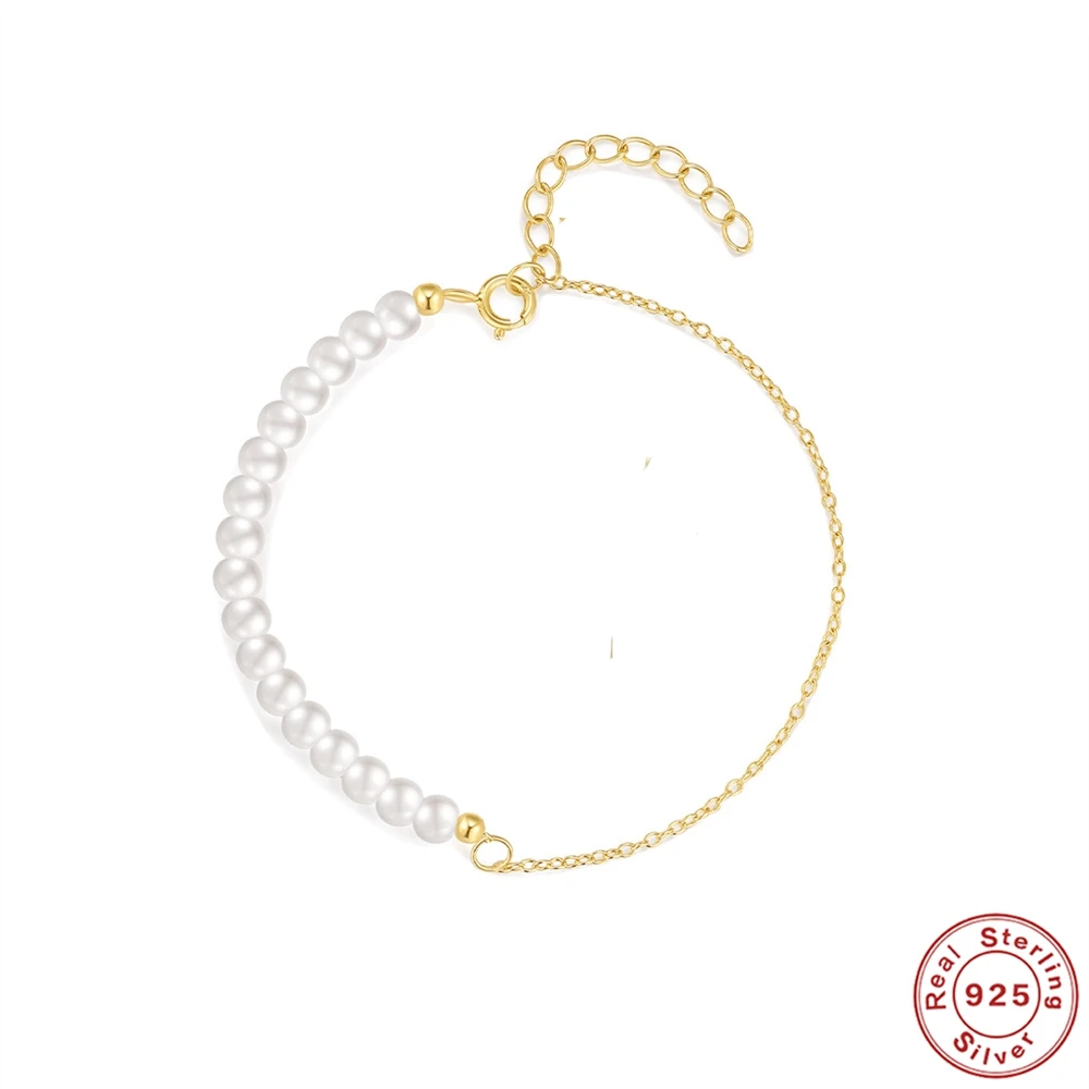 AIDE 925 Sterling Silver Delicate Pearl Female Bracelet Simple Handmake INS Design Pulseras For Women Chains Jewelry Bracelets