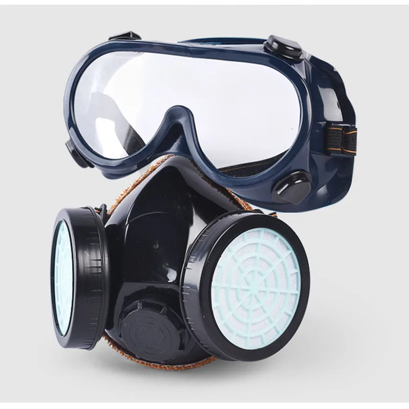 BXA Dustproof Gas Mask Half Face Mask Safety Organic Chemical Anti Dust Filters with PC Goggles PM2.5 Breathing Respirator Mask