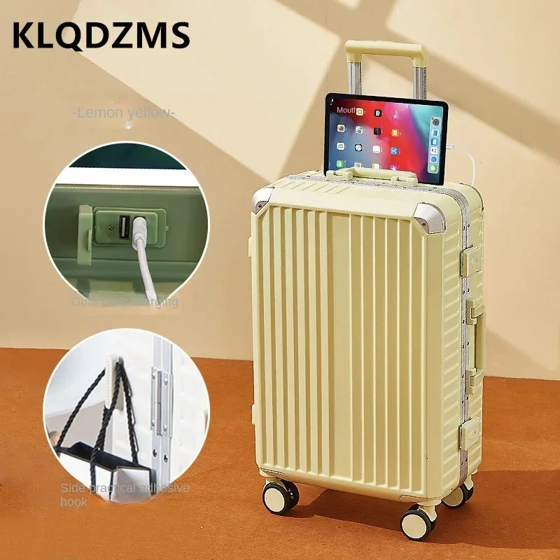 

KLQDZMS Luggage 28 Inch Large Capacity Aluminum Frame Trolley Case 20" Rugged Boarding Box 22"24"26 with Wheels Rolling Luggage