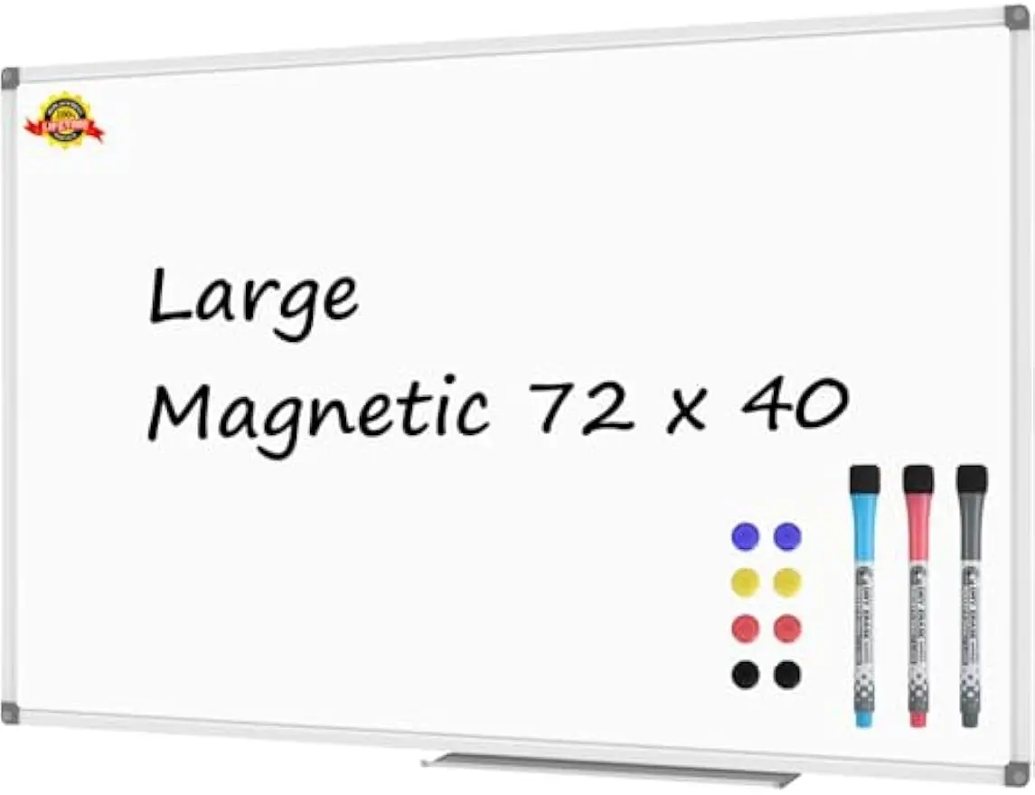

Large Magnetic Dry Erase Board with Pen Tray, Wall Mounted Whiteboard for Office and School Use