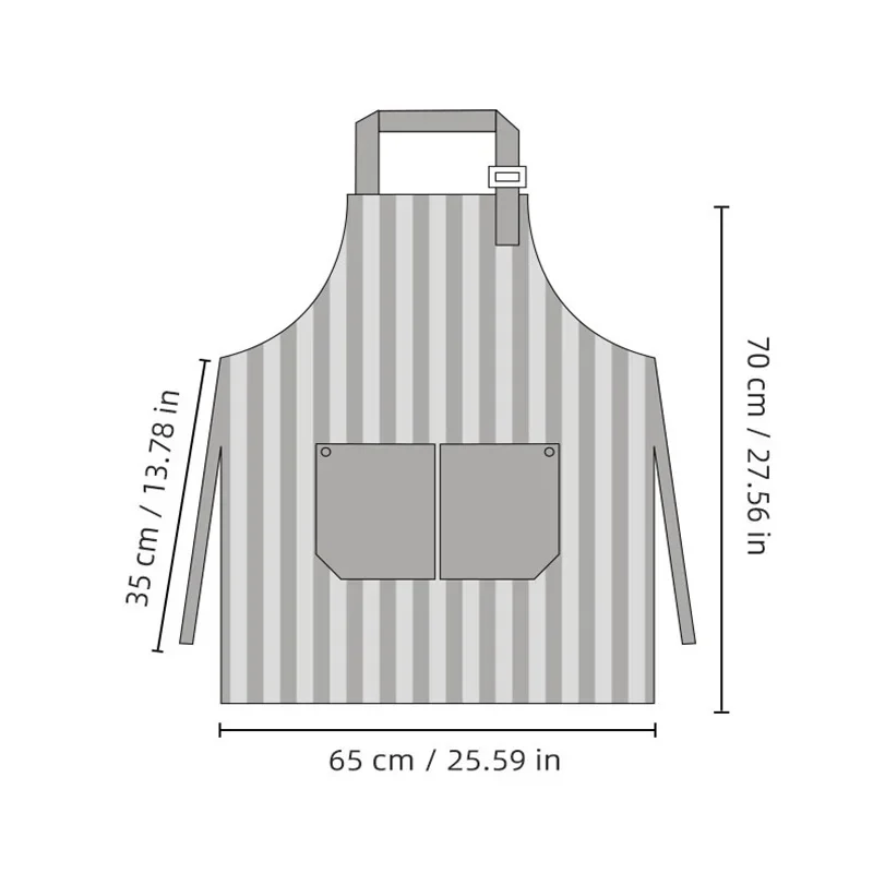 New Japanese Cotton Linen Fashion Striped Apron Pocket Florist Gardening Coffee Shop Overalls Kitchen Cooking Apron Sleeveless