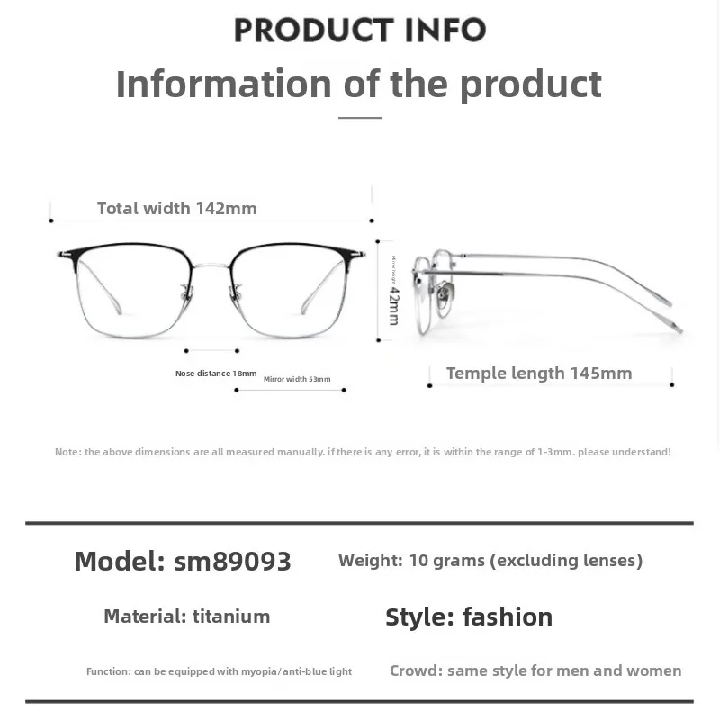 SZTZX خفيفة خمر التيتانيوم النقي دائم وصفة طبية نظارات مكافحة عاكسة قصر النظر نظارات نظارات القراءة التقدمية #6