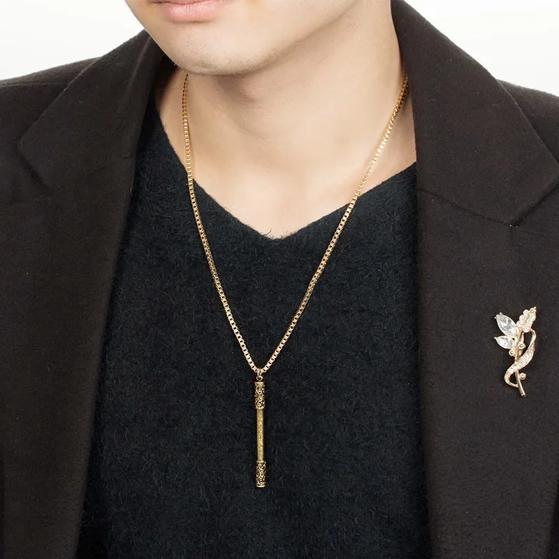 Black Myth:Wukong Stick Pendant Neckalce for Men Women Golden Rod Necklace Monkey Cosplay Costume Accessories Fans Cos Jewelry