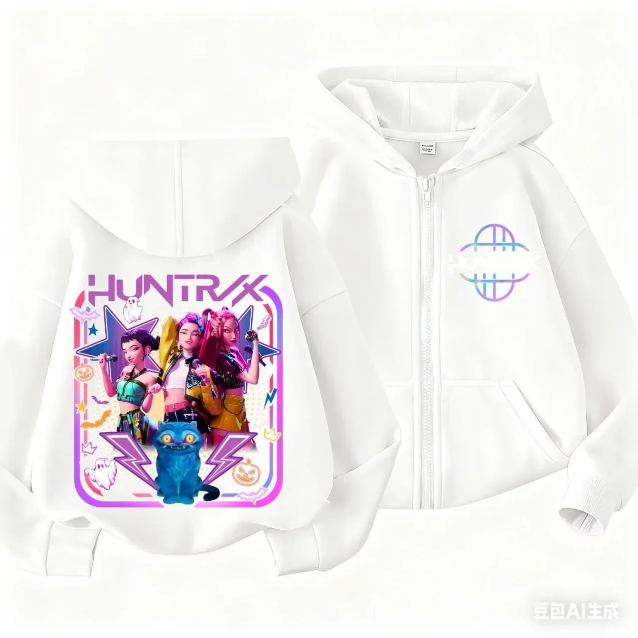 جديد Kpop الساحرة هانت بنين سستة نمط جميلة الفتيات Kawaii ملابس رياضية طويلة الأكمام هوديي الفتيات والفتيان 3-12 سنة عادية Fas #4