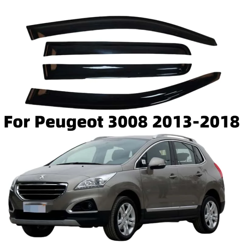 

For Peugeot 3008 2013-2018 Cars Accessories Window Visors Rain Sun Guard Vent Wind Deflector Weathershield Slim Moulding Trim