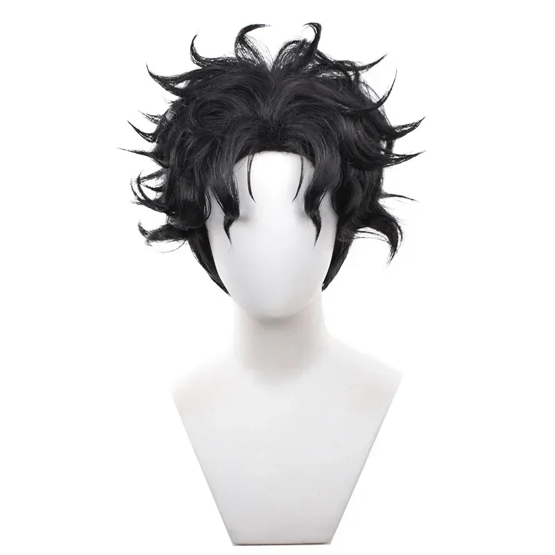 Peluca de Cosplay de Anime Dandadan Ken Takakura para hombre, pelo corto rizado negro, pelucas sintéticas resistentes al calor, accesorio para fiesta de Halloween