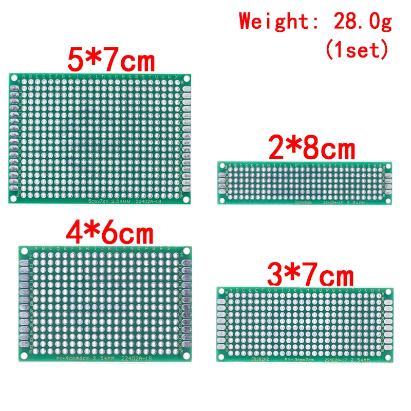 Dropshipping 4pcs 5x7 4x6 3x7 2x8cm double Side Copper prototype pcb Universal Board Fiberglass board for Arduino