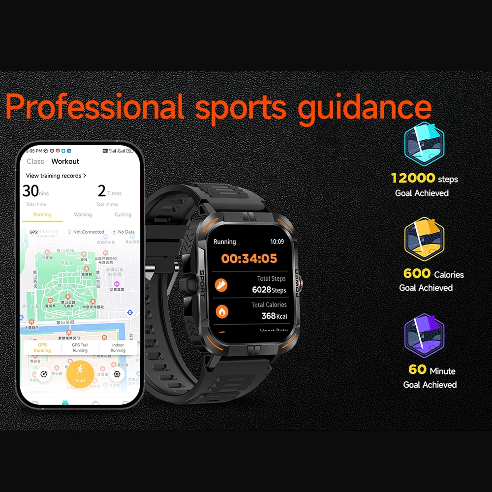 GEJIAN New LED Flashlight Smart Watch HD Bluetooth Call AMOLED Full Screen Touch Professional Sports Guidance SmartWatches 2025