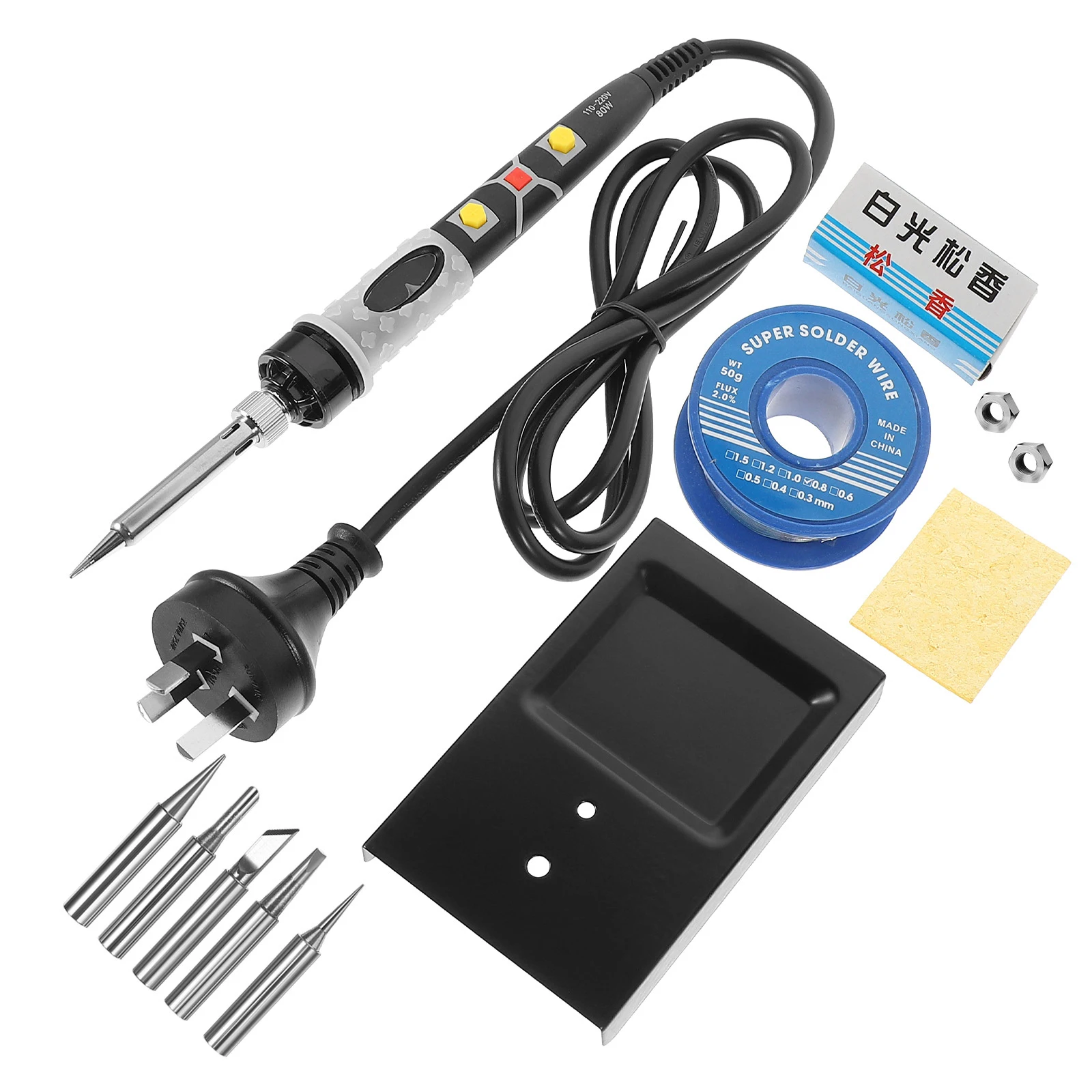 

10pcs 80W Temperature Soldering Iron Kit Electric Digital Display AU Plug Random Digital Soldering Kit Bag Color