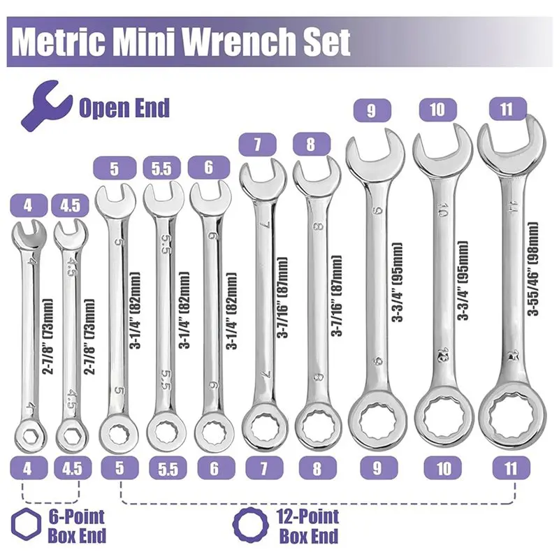 AB33-40 Pcs Open End Wrench Set, Mini Metric SAE Combination Wrench Set Thin, Ratchet Wrenches Multifunctional