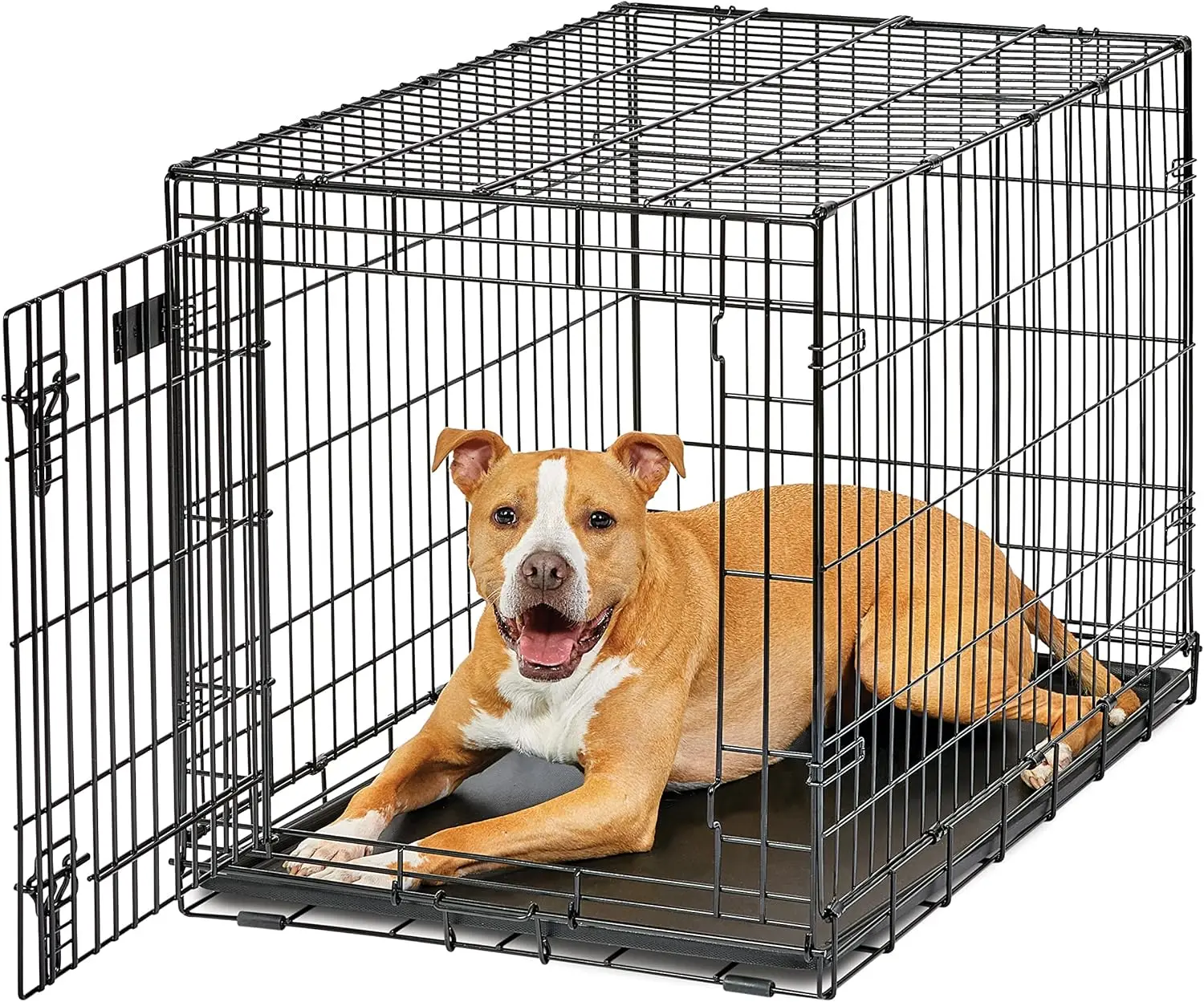 

36-Inch Folding Dog Crate with Enhanced Security, Leak-Proof Pan, Divider Panel for Medium to Large Breeds