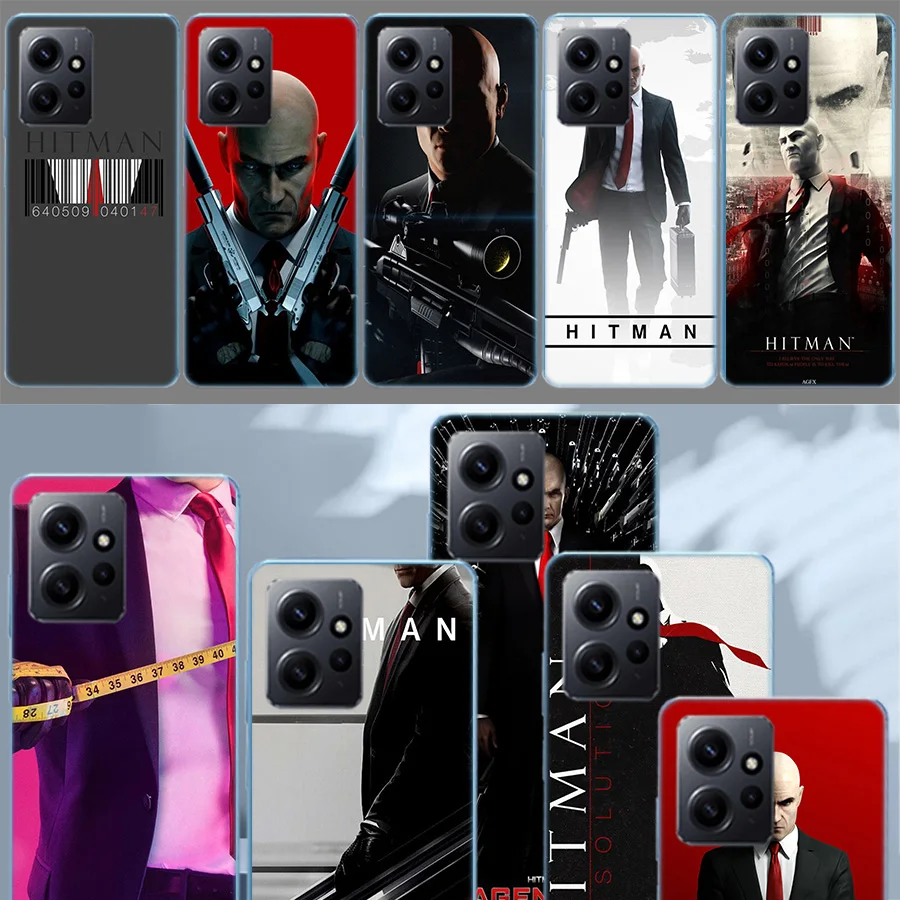 Man Hitman Agent Silicone Luxury Phone For Xiaomi Redmi Note 13 Pro 5G Plus 12 12C 10 10A 10C 9 9A 9C 9T 8 8A K60 K70 Pro 10X S2