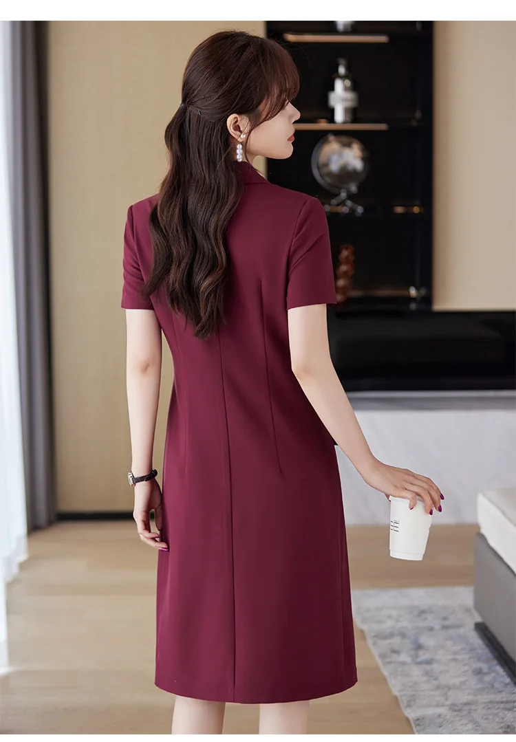 Elegant Styles Summer Dresses Short Sleeve for Women Business Work Wear Office Ladies Professional Vestido Tops Plus Size 4XL