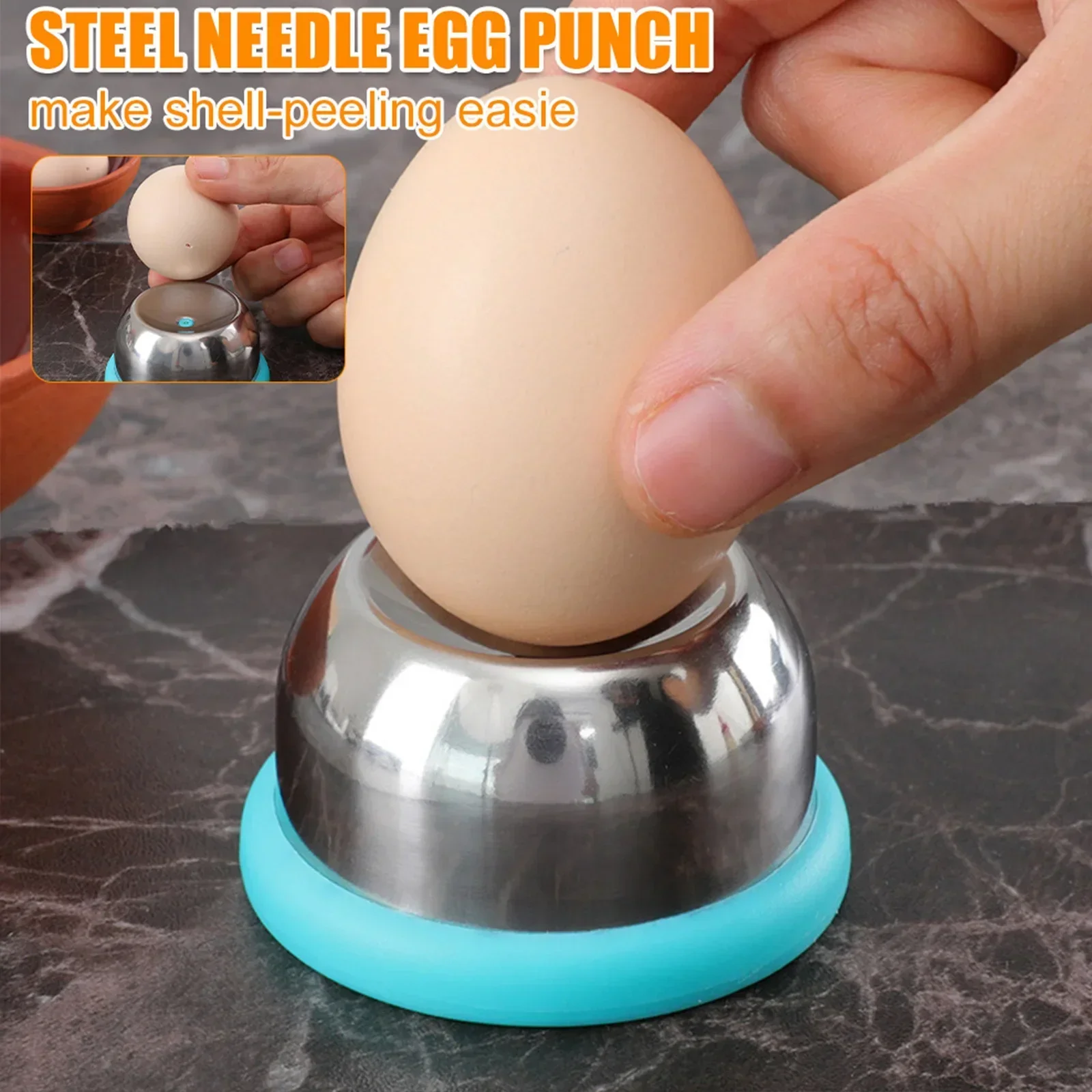 Boiled Egg Piercer Stainless Steel Semi-Automatic Eggshell Pinhole Egg Beater Separator Egg Puncher Kitchen Egg Piercing Tool