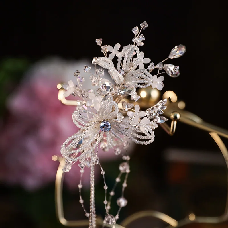 اكسسوارات الشعر الزفاف شرابة يدوية دبابيس الشعر الملونة مطرز فستان الزفاف الجميل غطاء الرأس المشابك الجانبية الموضة