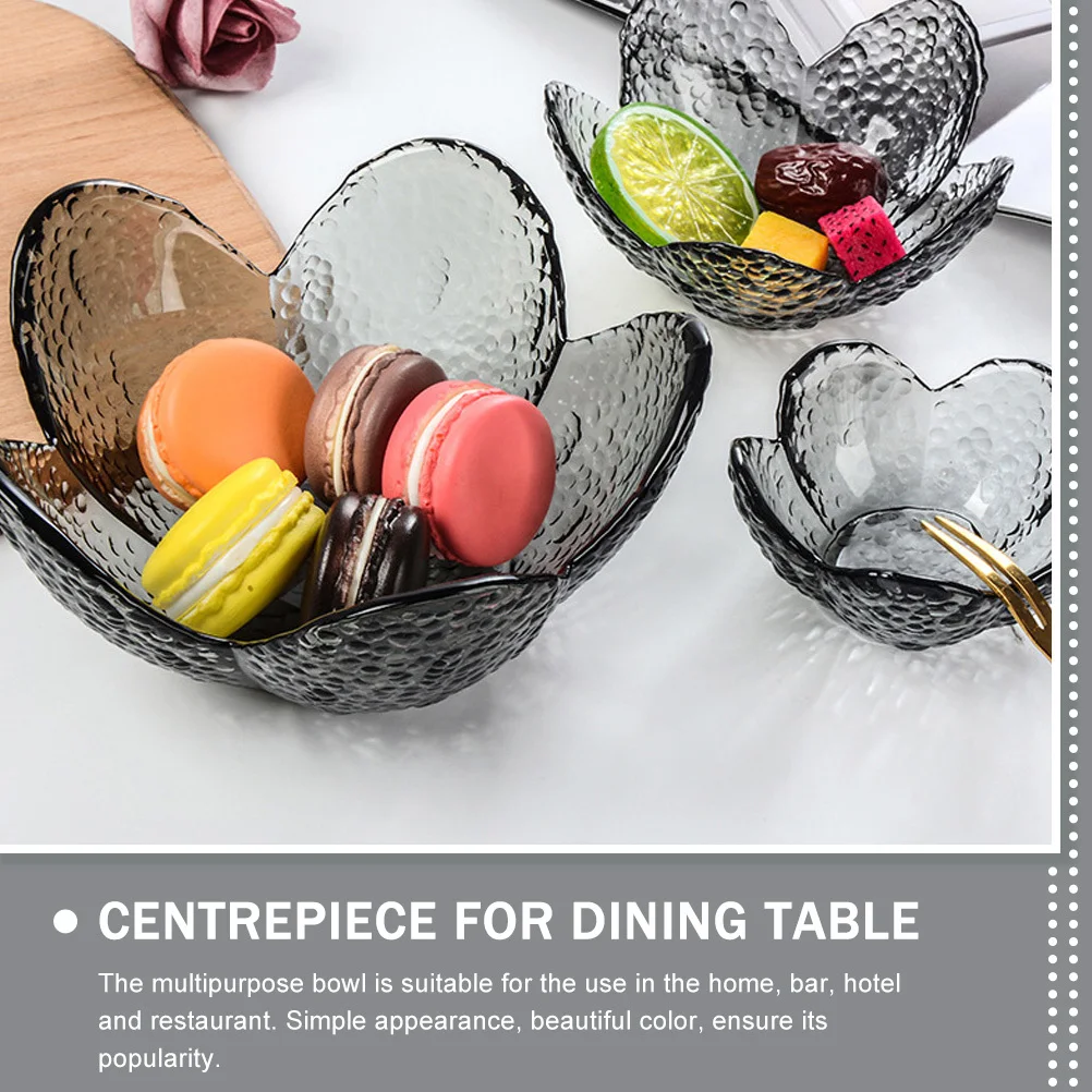 وعاء زجاجي على الطراز الياباني بنمط المطرقة بحواف ناعمة وعاء تقديم الطعام الآمن متعدد الأغراض لسلطة الزجاج والحلوى والفاكهة