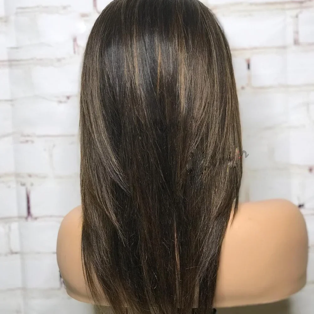 

Glueless Natural Highlight Blond 5x5 Silk Base Human Hair with BabyHair Soft Straight HD Lace Hair Preplucked