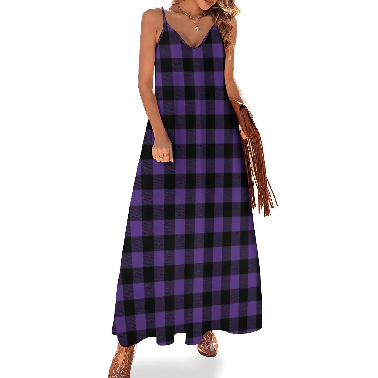 

Lumberjack - Purple/Black Sleeveless Dress Women's summer dress Beachwear Elegant gown