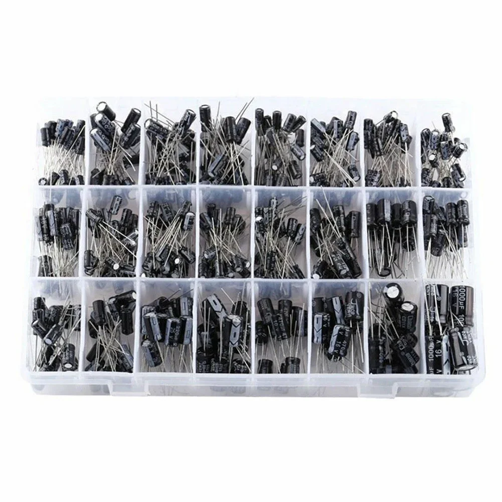 Wide Range 500pc Electrolytic Capacitor Assortment Kit 24 Values 0 1uF 1000uF Suitable for Various Applications