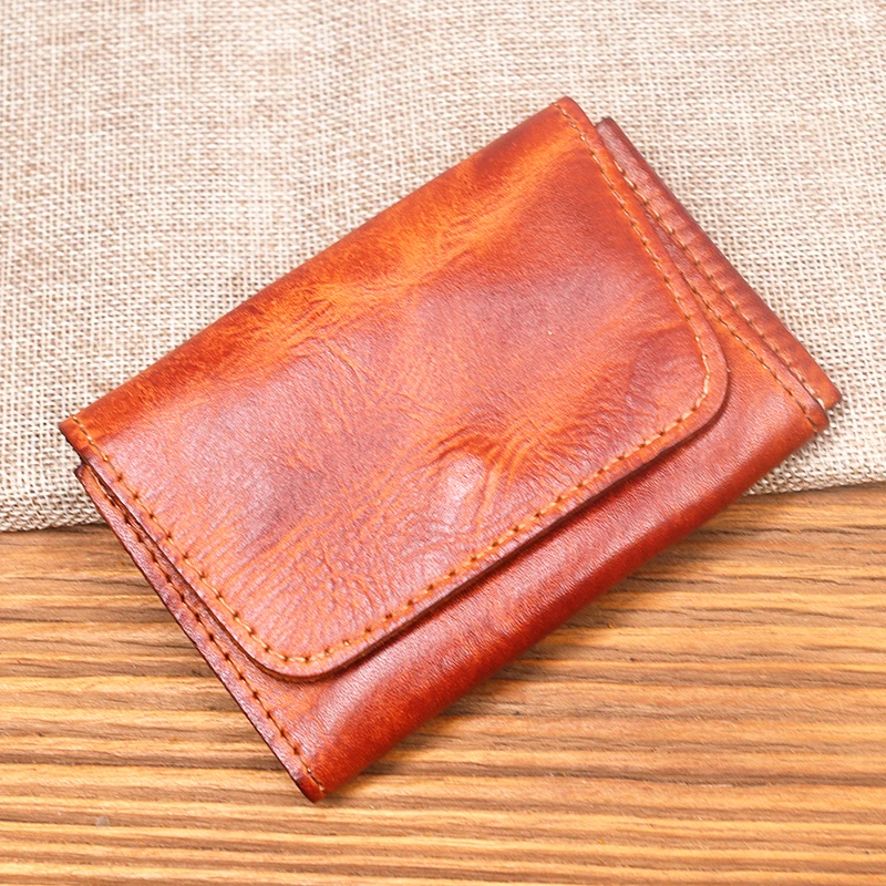 2021 Genuine Leather Wallet For Men Male Vintage Cowhide Short Small Men\'s Purse Card Holder Case Money Bag Man With Coin Pocket